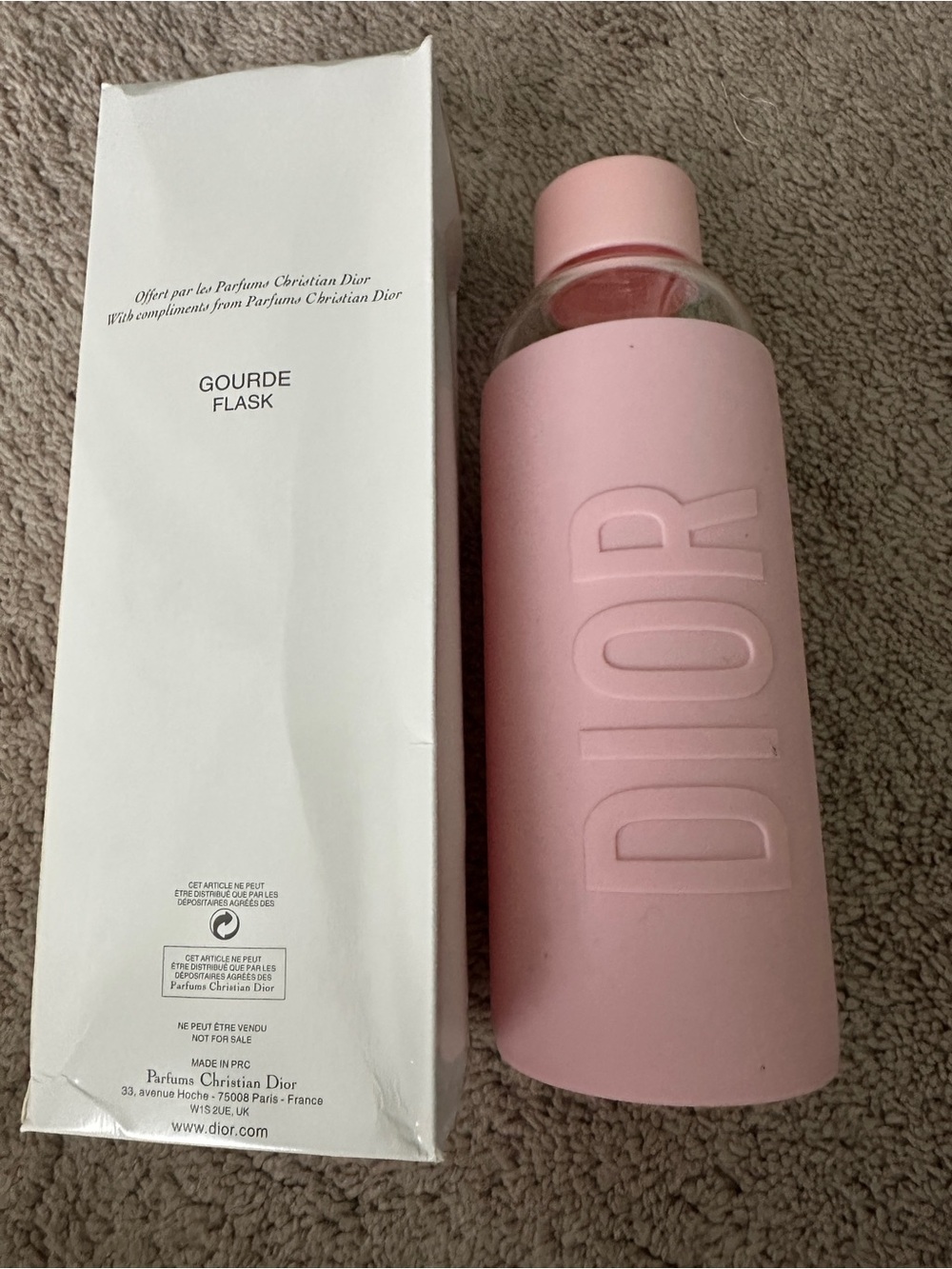 Dior Pink Silicone-Sleeve Gourde Flask Bottle